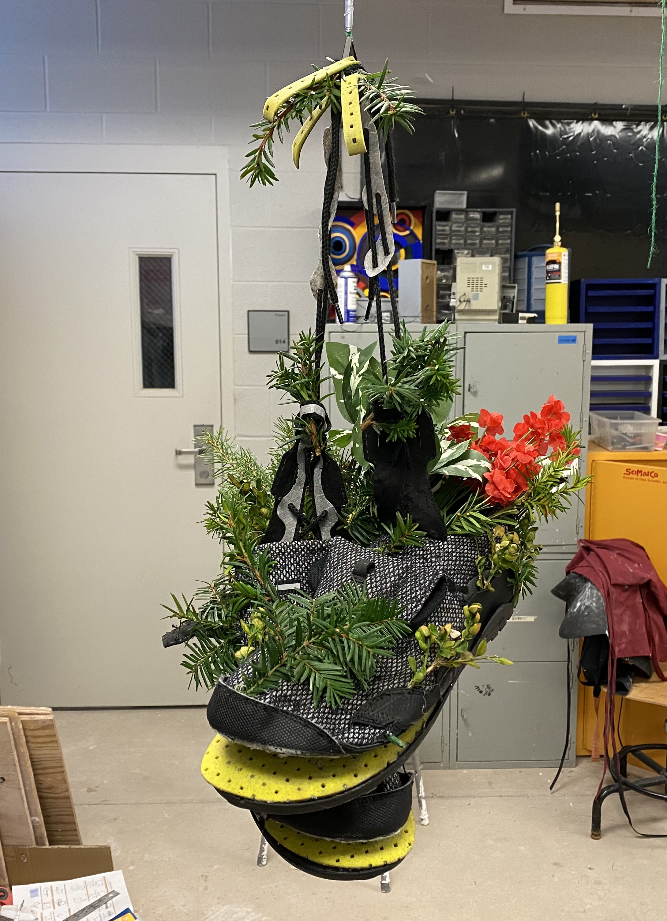 Deconstructed shoes in the forest